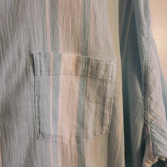 NWT Standard Cloth Men's Button Down Shirt Blue White Striped Short Sleeve Small - Picture 10 of 12